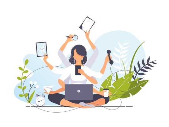 woman multitasking