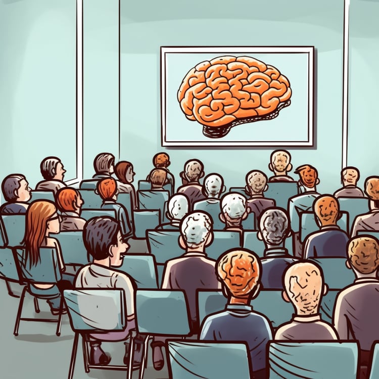 people gathered to watch brain presentation